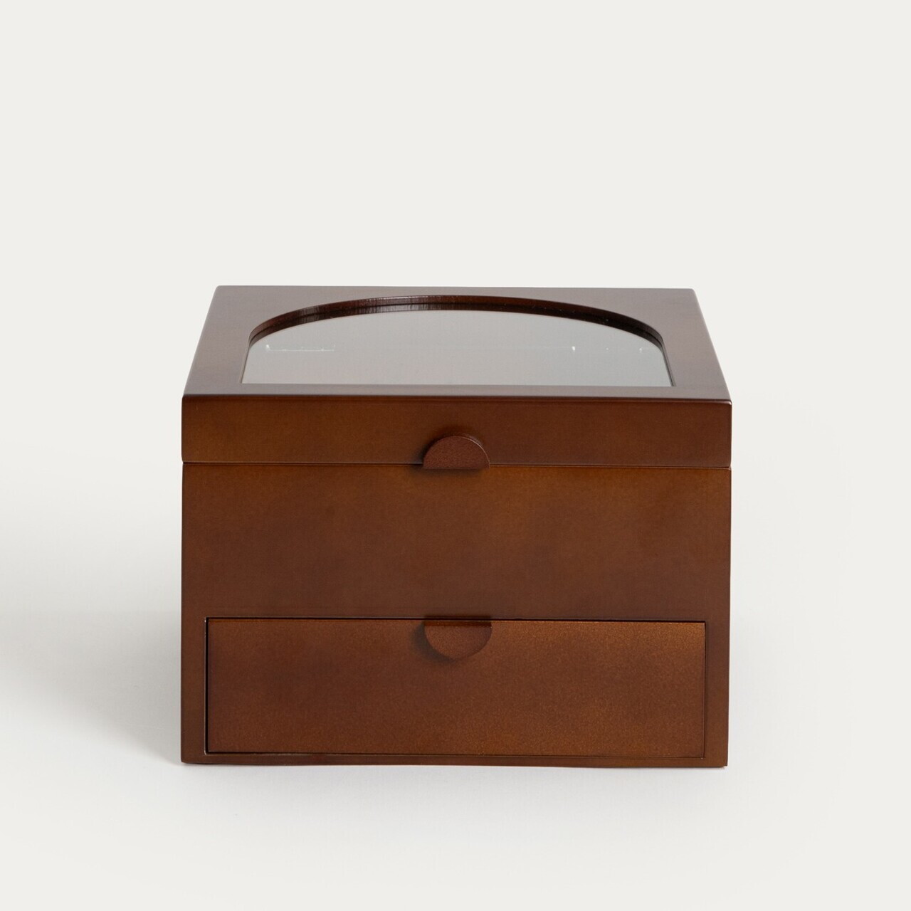 Cutie de bijuterii Liore, Homla, 20x20x13.5 cm, MDF/sticla, maro — imaginea 2