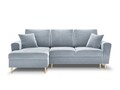 Coltar extensibil stanga 4 locuri, Moghan, Micadoni Home, GL, 241x145x88 cm, catifea, albastru deschis