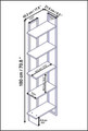 Corp biblioteca, Retricy, Alice, 45.2x21.6x180 cm, PAL, Negru