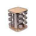 Set 12 recipiente pentru condimente si suport, Monroy, Homla, 17x17x22 cm, inox/bambus/sticla, argintiu/natur