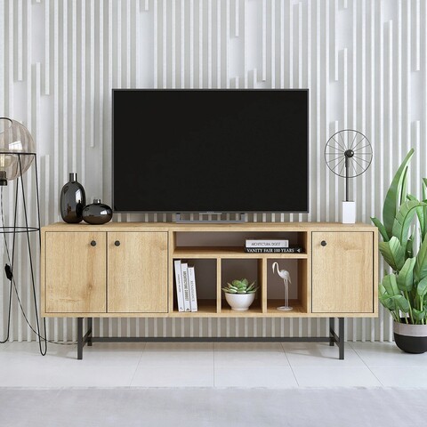Comoda TV, Elegance, Lucas v2, 150x40x55 cm, Stejar / Negru Elegance