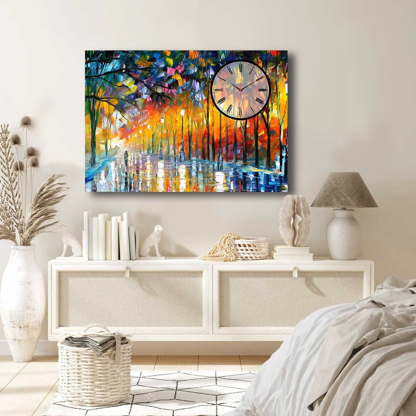 Ceas de perete, 70100CS-004, PÂNZĂ DIN PIELE ÎNTOARSĂ, Dimensiune: 70 x 100, Multicolor