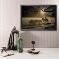 Tablou decorativ, Wolf Horde, Lemn, Lemn, Multicolor