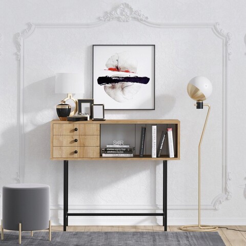 Bufet, Elegance, Paco, 100x35x85 cm, Stejar / Negru Elegance