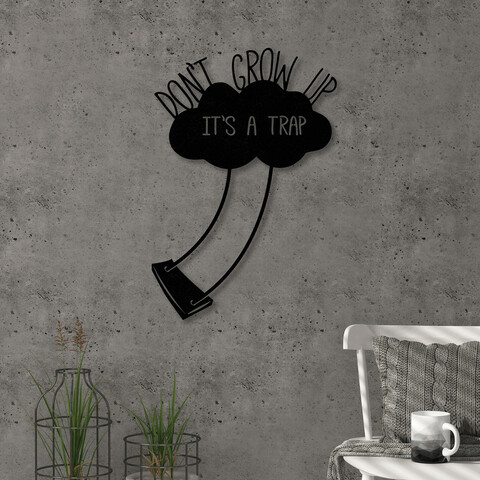Decoratiune de perete, dont grow up, metal, dimensiune: 40 x 40 cm, negru