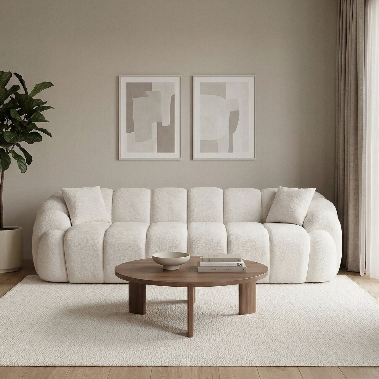Canapea cu 4 locuri, Atelier del Sofa, 752EST2301, Lemn de carpen/PAL melaminat, Alb - view 2
