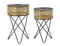 Set 2 masute Leavy, Mauro Ferretti, Ø 40x60 cm, fier, auriu/negru