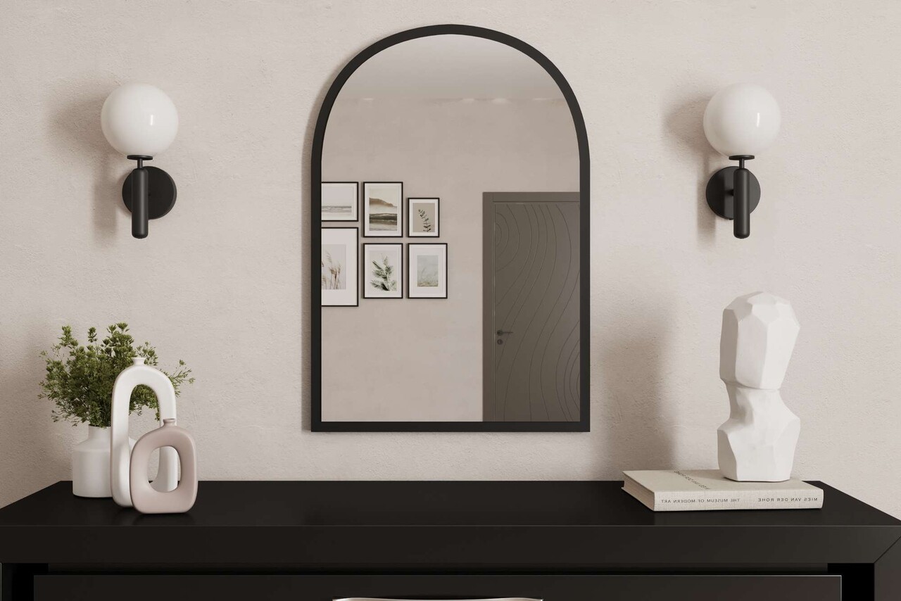 Oglinda decorativa, Siam, Brilya, 60x90x2.2 cm, Negru - 1 | YEO