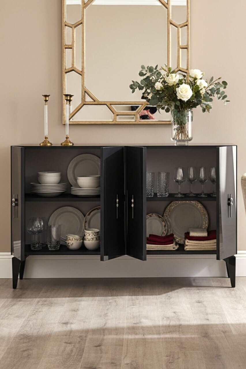 Consola, Hanah Home, Elips 120, 120x75x32 cm, Antracit / Argintiu — imaginea 3