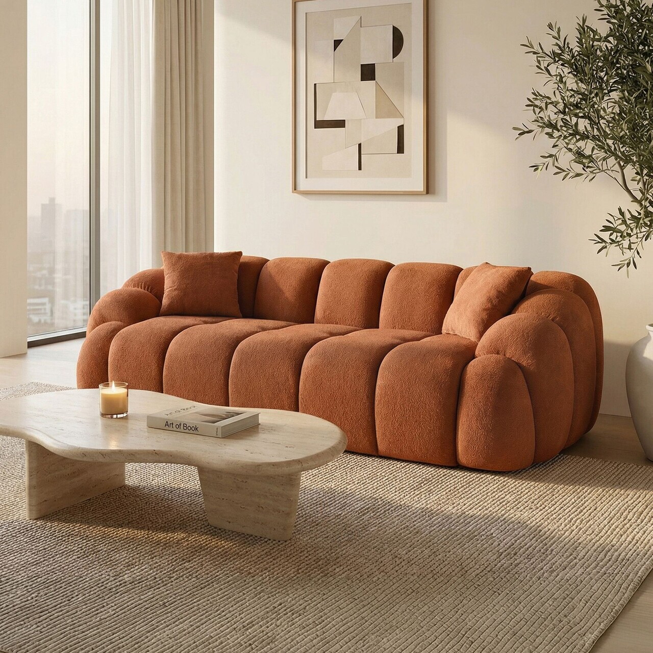 Canapea 3 locuri, Atelier del Sofa, 752EST1131, Lemn de carpen/PAL melaminat, Caramiziu - view 2
