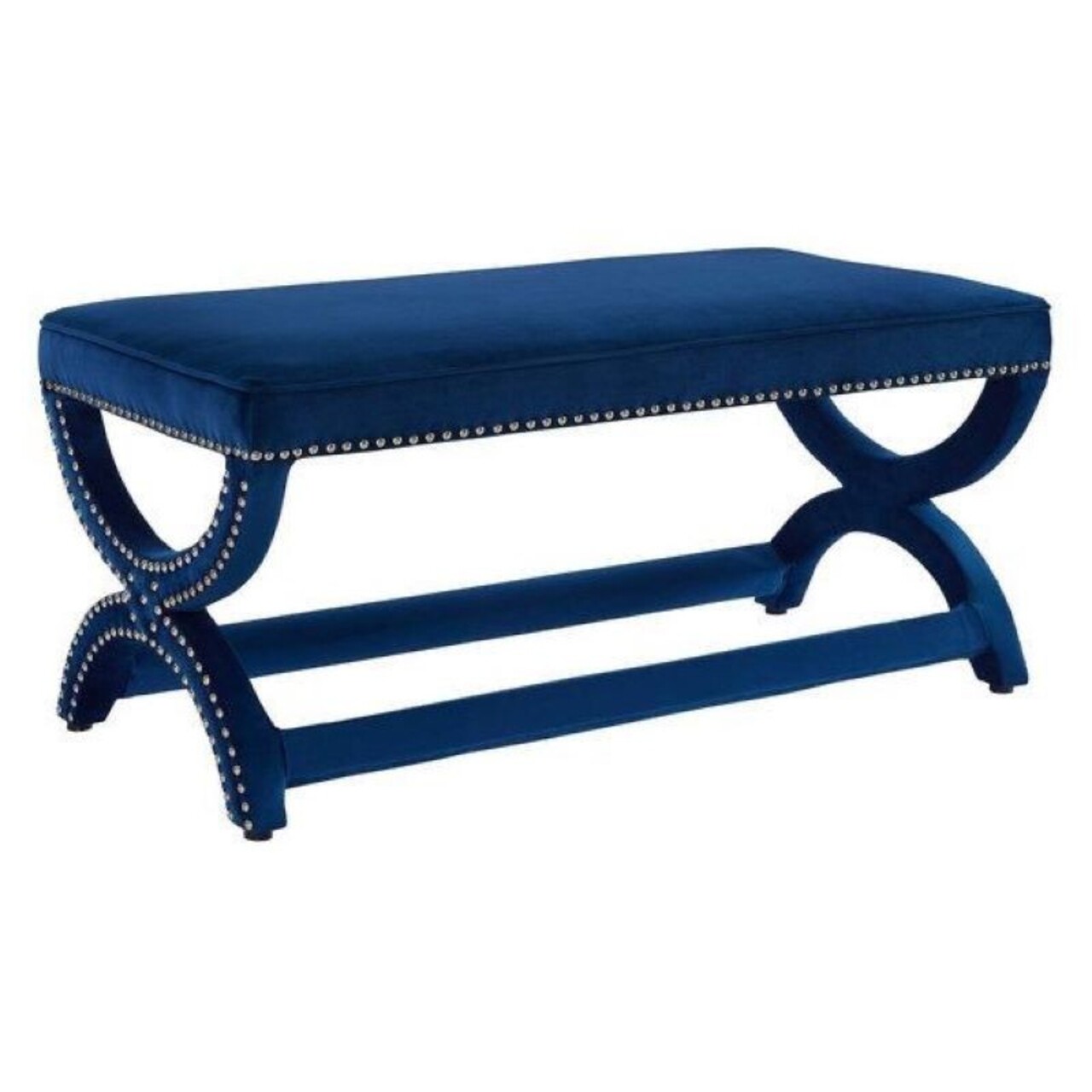 Taburet, Qunef, Felice Halka Pouffe 120, 40x120 cm, Cadru: 100% MDF, Albastru inchis