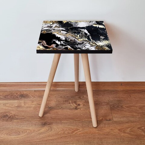 Masuta, Leona, Shp159, 35x42x35 cm, Negru / Alb / Auriu