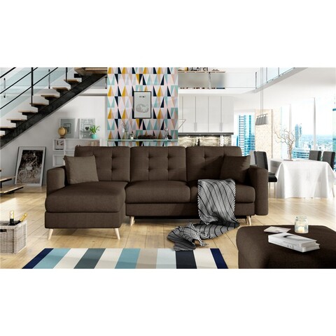 Coltar extensibil reversibil 3 locuri ELTAP, AsgL-13, Asgard, 248x162x93 cm, lemn/poliester, maro