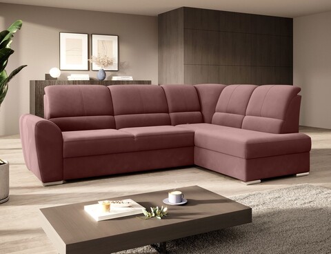 Coltar extensibil dreapta 3 locuri ELTAP, RT-24LU, Siber, 270x186x93 cm, lemn/poliester, roz inchis