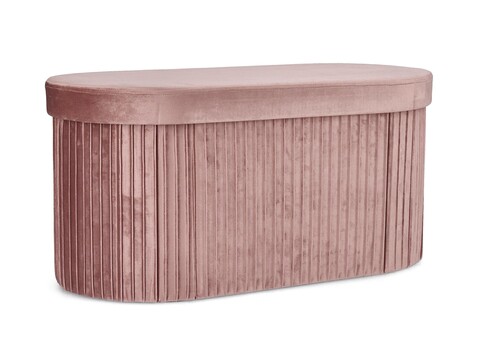 Taburet cu spatiu de depozitare Jocelyn, Bizzotto, 76x38x38 cm, MDF/catifea, roz antic