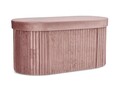 Taburet cu spatiu de depozitare Jocelyn, Bizzotto, 76x38x38 cm, MDF/catifea, roz antic