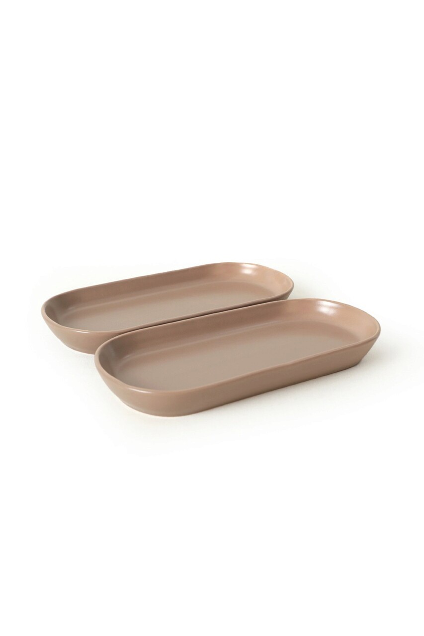Set platouri servire, Keramika, 275KRM1888, Ceramica , Nu absoarbe apa, Grej - 1 | YEO