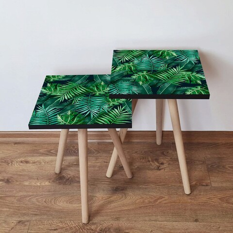 Set masute 2 piese, leona, 2shp202, verde/negru