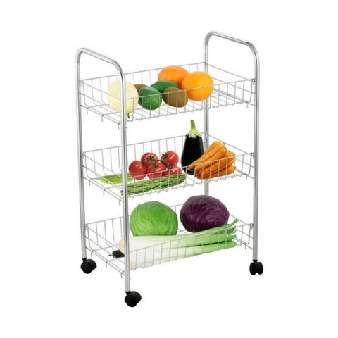 Carucior cu 3 rafturi pentru bucatarie/baie confortime, 40x26x62 cm, metal, argintiu