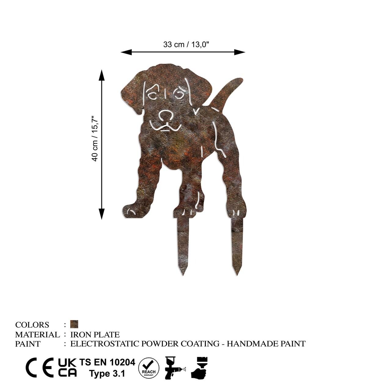 Obiect decorativ de grădină, Amicable 02, 40x33 cm, Maro antichizat - imagine 6