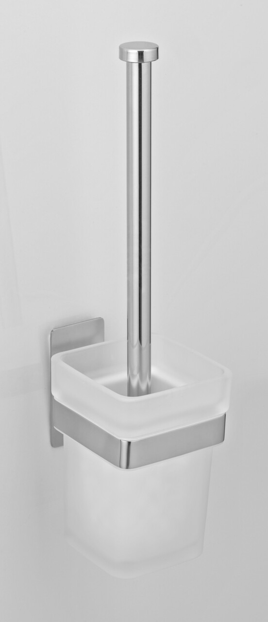 Perie pentru toaleta cu suport, Wenko, Turbo-Loc, Genova Shine, 9 x 35 x 10.6 cm, inox/sticla - 1 | YEO