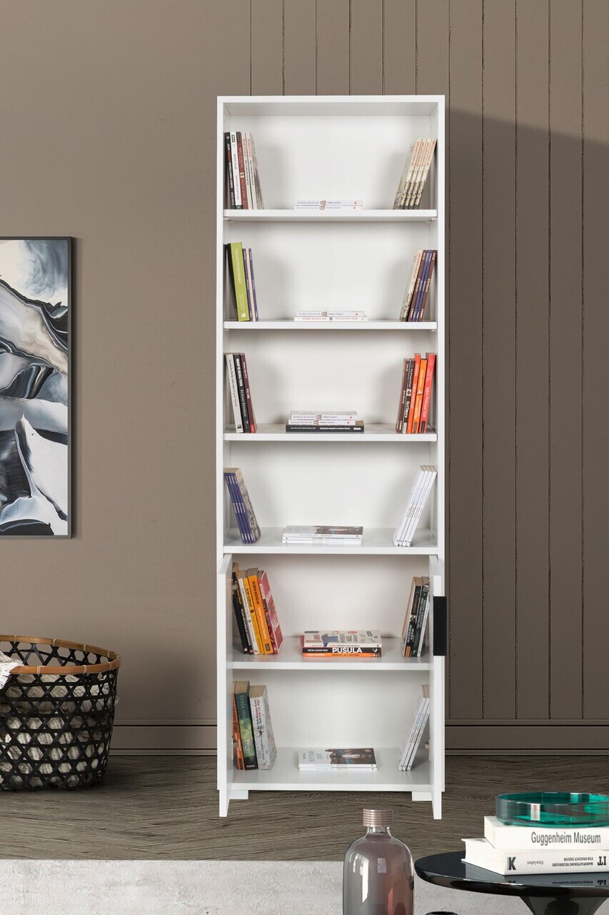 Corp biblioteca, Hanah Home, Evm 8104, 60x187x30 cm, PAL, Alb — imaginea 2
