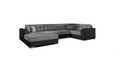 Coltar extensibil stanga 5 locuri ELTAP, Damario, 338x189x78 cm, lemn/poliester, gri inchis/negru