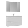 Set Dulap de Baie cu Chiuvetă și Oglindă (2 Piese), Hanah Home, Nuvola 100 v2, Alb