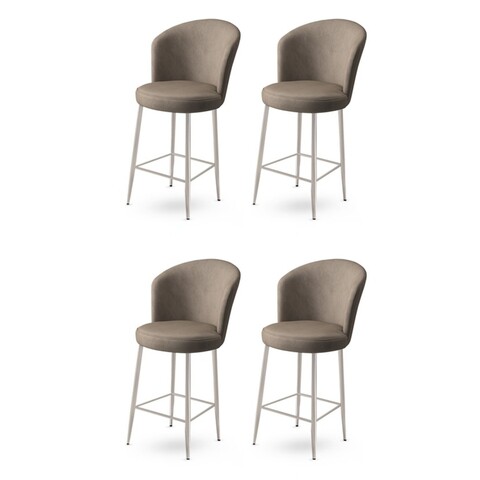 Set scaune  de bar 4 piese, Charlotte, Fora, Metal, Cappuccino / Chrome