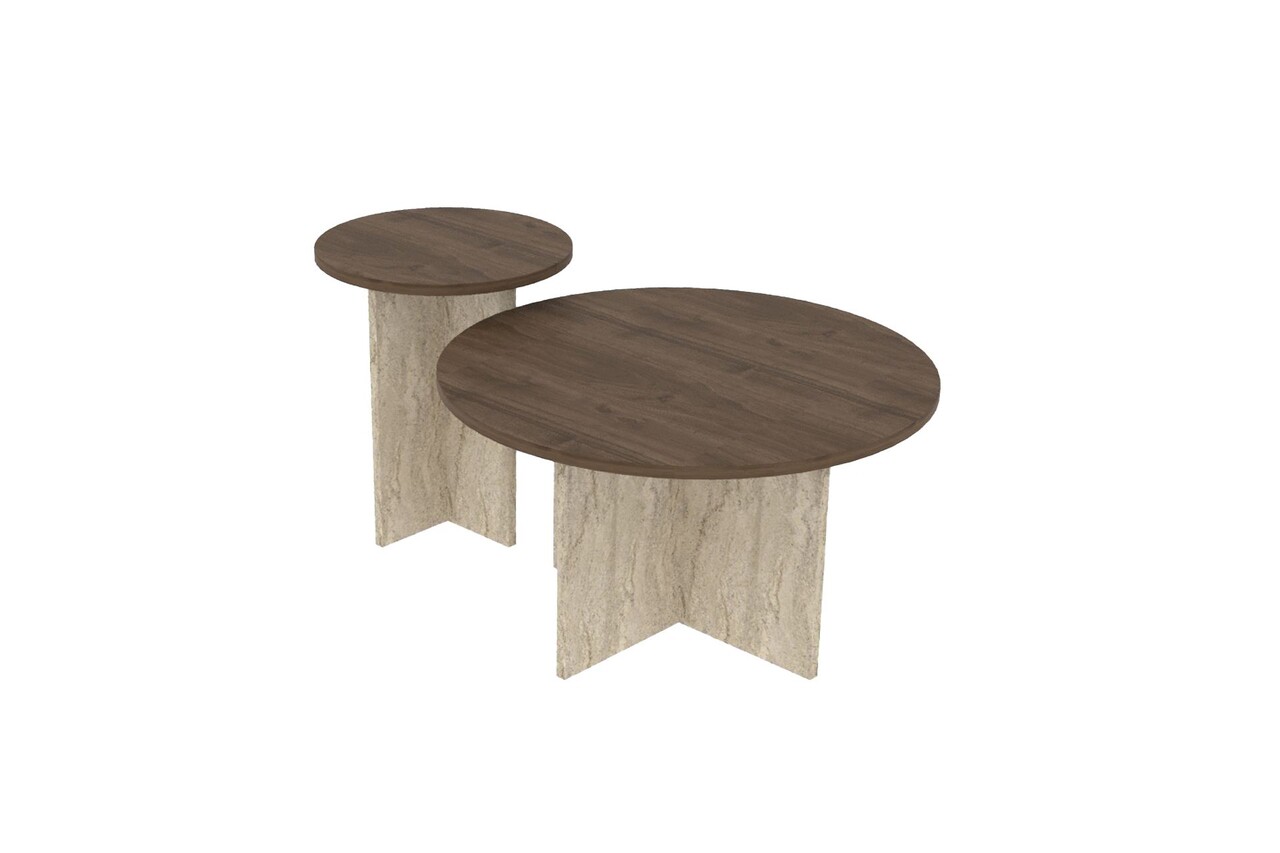Set masute de cafea, Hanah Home, Private, Nuc / Travertin - view 4