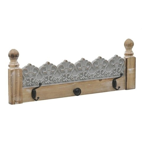 Cuier InArt, 3 agatatori, 55x7x20 cm, lemn, maro/gri