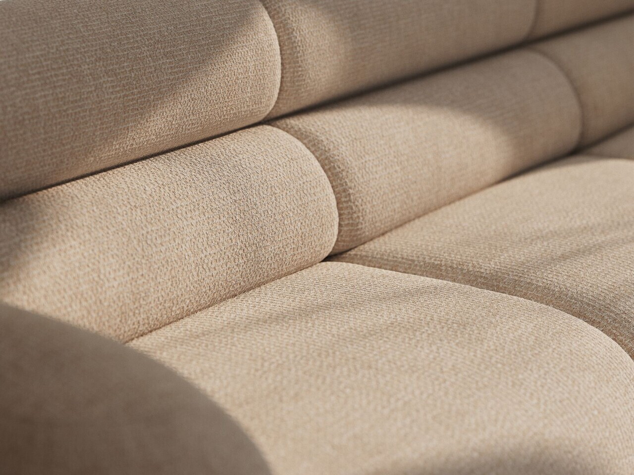 Canapea 3 locuri, Neo, Micadoni Home, 220x100x83 cm, tesatura Chenille Silencio, bej sand — imaginea 3