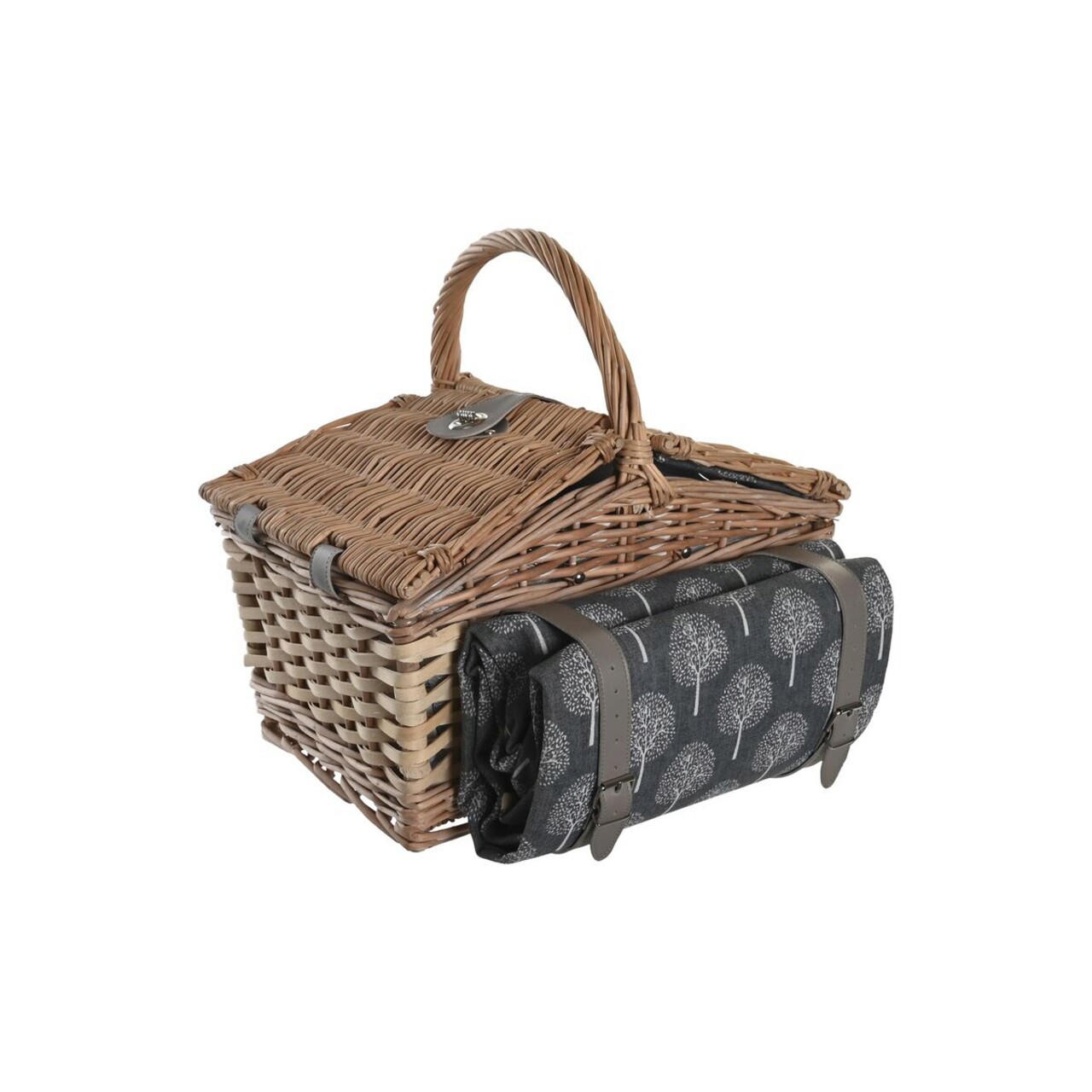 Cos De Picnic Pentru 4 Persoane, DKD Home Decor, 40 X 28 X 19 Cm, Rachita, Natural/gri