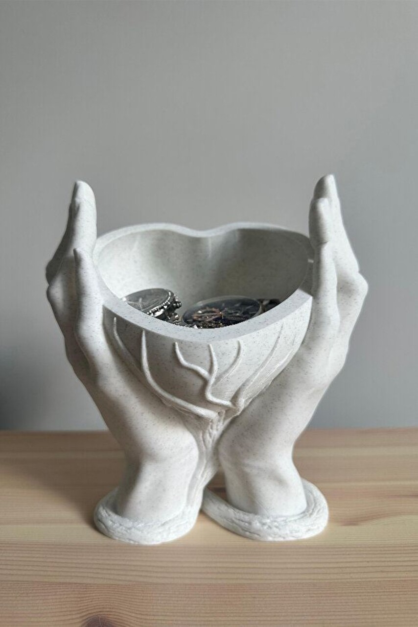 Decoratiune, Heart, 16.5x12.5x17.5 cm, Bioplastic, Alb - view 2