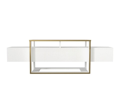 Comoda TV, Tera Home, Bianco, PAL, Alb/Auriu