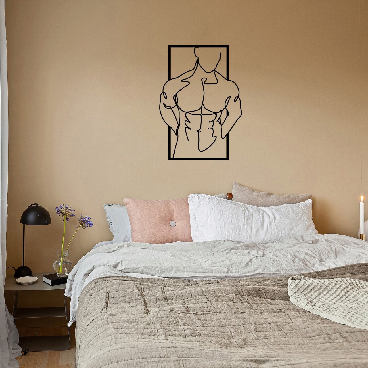 Decoratiune de perete, Muscular Man, metal, 36 x 50 cm, negru - 1 | YEO