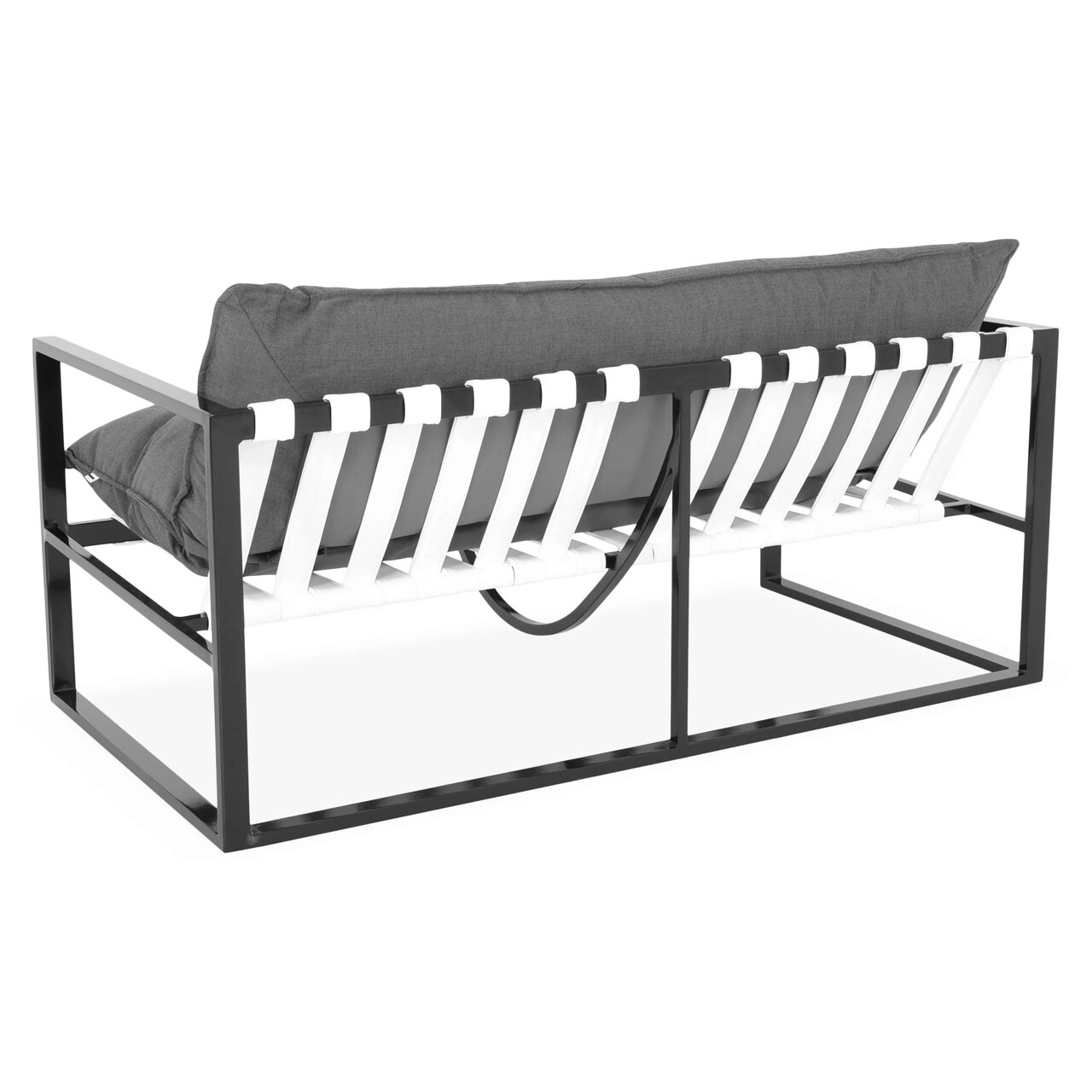 Canapea 2 locuri pentru gradina Reef, 150x77x61 cm, aluminiu, gri/negru