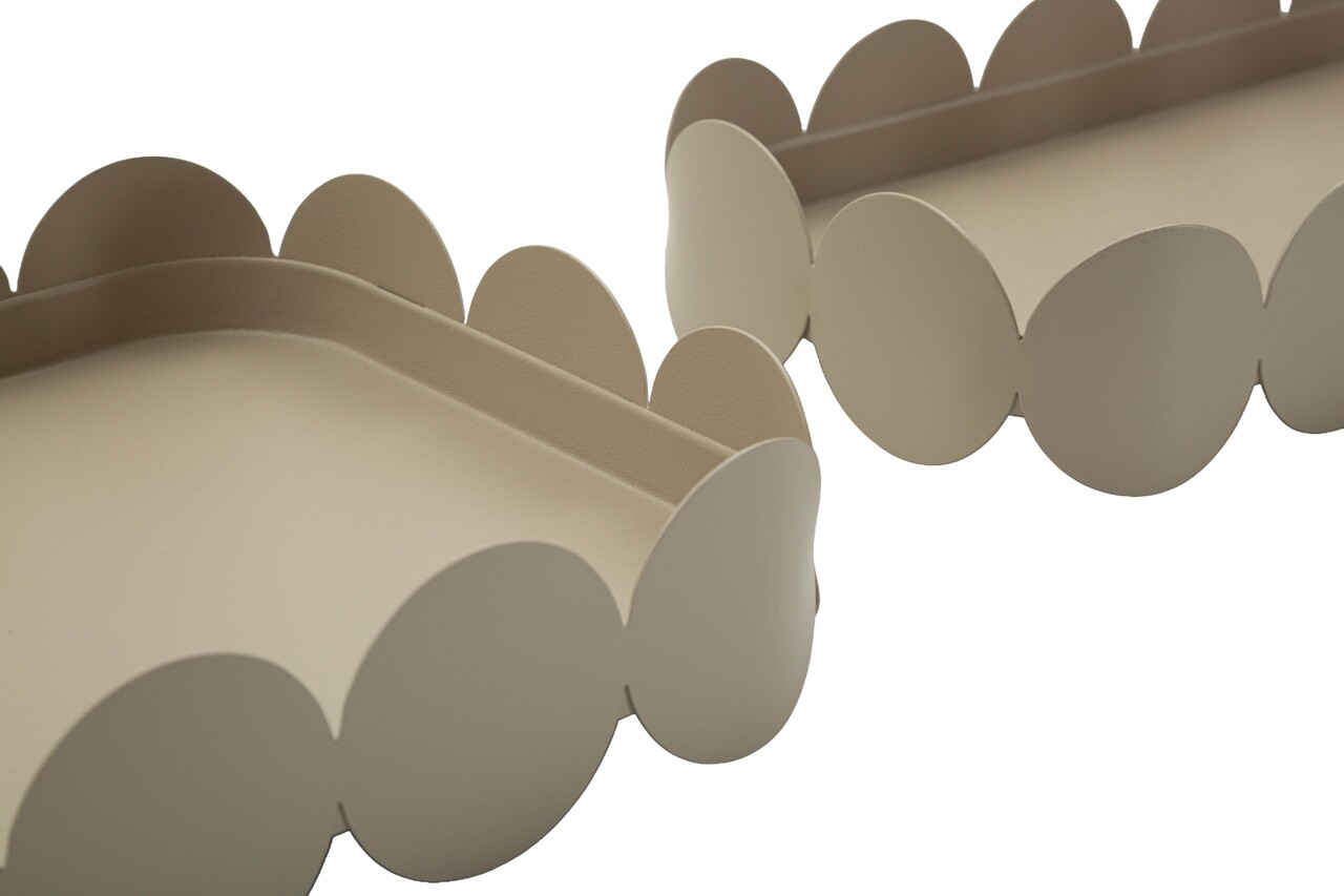 Set 2 tavi decorative, Mauro Ferretti, Saturn, 40x16.5x4.5 cm, metal, gri dove - imagine 3