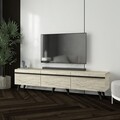 Comoda TV, Inarch, Amsterdam Style, Travertin / Negru