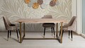 Masa dining Ankara, Mauro Ferretti, 180x90x78 cm, MDF/fier, maro/auriu