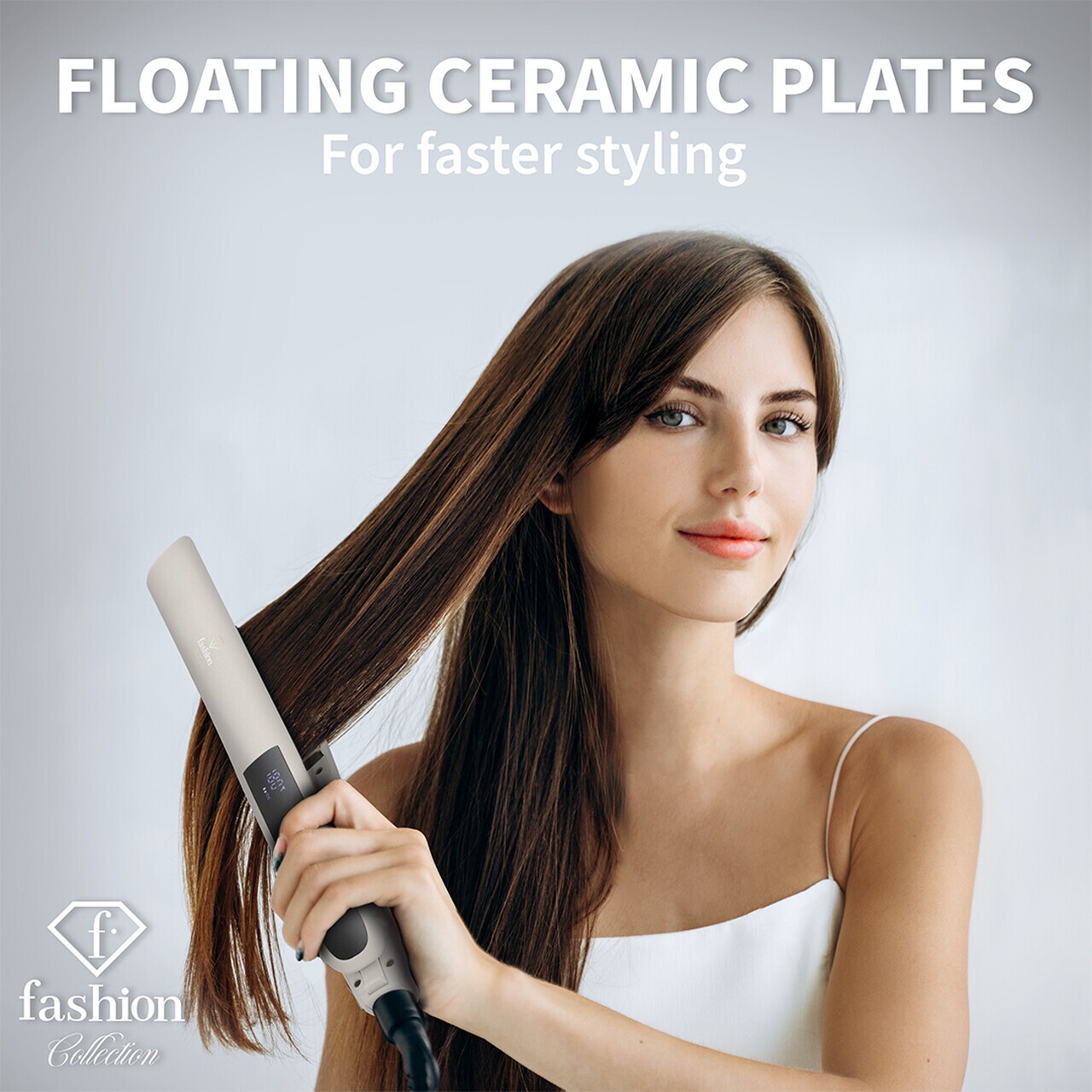 Placa de par Fashion TV, Matte Cream-Gold, 50W, 210°C, invelis ceramic, crem - imagine 10