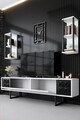 Comoda TV, Bexley, Black Line, 180x30x48 cm, PAL, Alb/Negru
