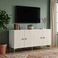 Consola, Hanah Home, Squarel 180, 180x75x32 cm, Alb / Travertin