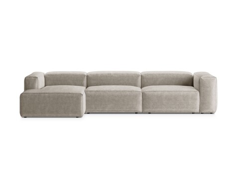 Coltar stanga 4 locuri, Bergamo, Cosmopolitan Design, 344x152x70 cm, catifea chenille raiata, ivoriu
