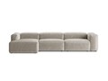 Coltar stanga 4 locuri, Bergamo, Cosmopolitan Design, 344x152x70 cm, catifea chenille raiata, ivoriu