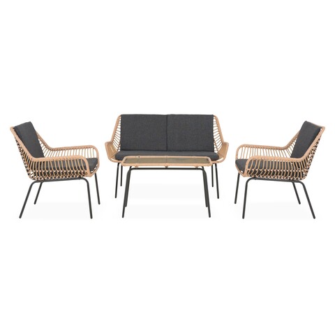 Set mobilier pentru gradina/terasa, visby, 4 piese, maro/gri