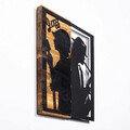 Decoratiune de perete, Jazz, 50% lemn/50% metal, Dimensiune: 32 x 3 x 50 cm, Negru / Nuc deschis