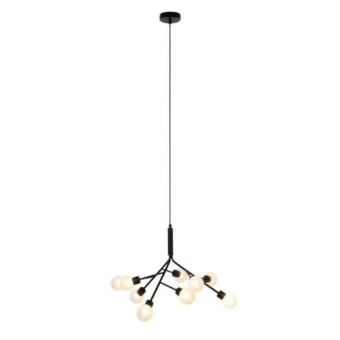 Lustra, eurostil light, shoot, 128 x 63 cm, 9 x 33 w, g9, metal/sticla