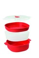 Recipient dublu pentru gatit la aburi in cuptorul cu microunde, Snips Steamer, 4 L, polipropilena, rosu