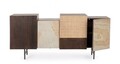 Bufet Kibik, Bizzotto, 180x42x75 cm, lemn de mango/piatra naturala/ratan, maro/natural